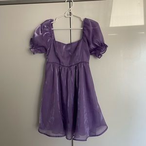 Purple puff sleeve mini dress. Size M